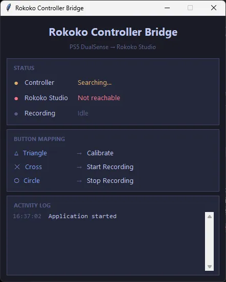 rokoko-ps5-controller-bridge screenshot