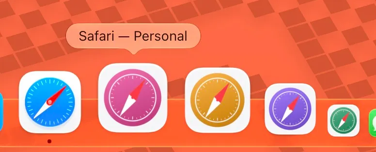 Coloured Safari profile launchers in the macOS Dock